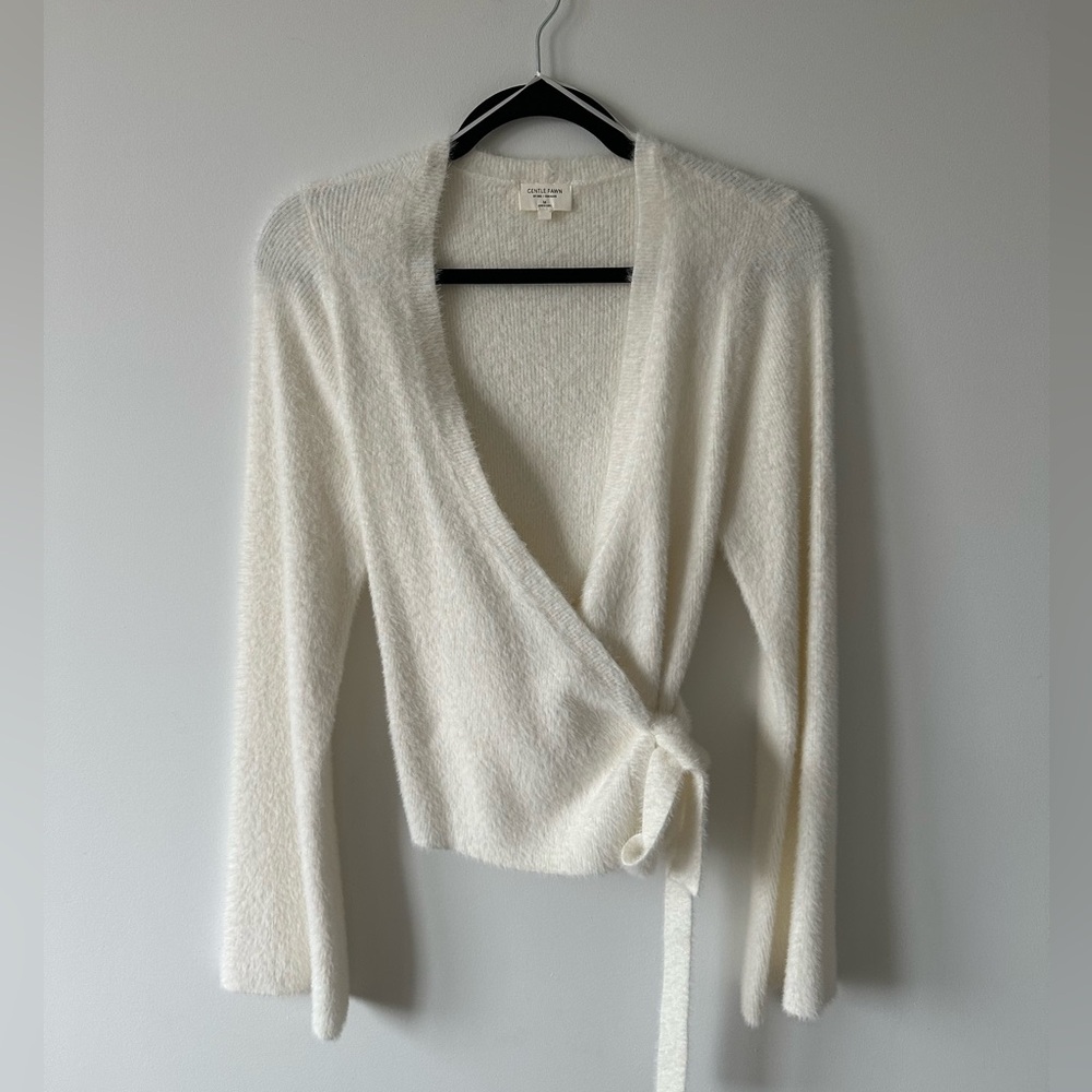 gentle fawn fuzzy wrap cardigan